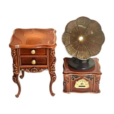 Yunmeryker Miniature Gramophone 1:12 Scale with Cabinet Retro for Micro Landscape Decor