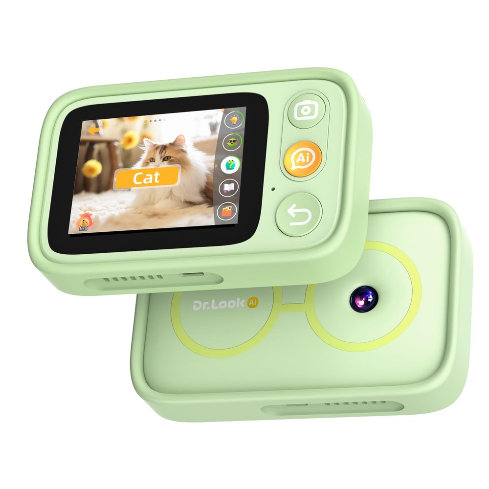 Kids Learning Camera for Ages 3-10, 5-Language Learning Toy, Snap & Learn Recognition, Parent App Control, 4G LTE & Wi-Fi, 5 Learning Guides, 32GB, Back to School Gifts, Green