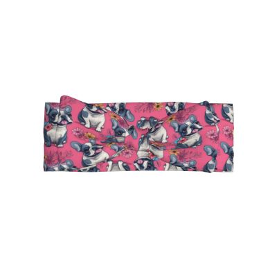 Lyngora Pink Flowers French Bulldogs Print Hair Bows for Baby Girls, Newborn Baby Girl Bows Headbands Toddler Stuff Hair Accessories