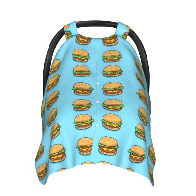 Beef Burger Blue Print Baby Car Seat Covers, Breathable Nursing Cover Breastfeeding Cover, Cute Stroller Covers, Multi-use Infant Carseat Canopy, Baby Boys Girls Newborn Essentials