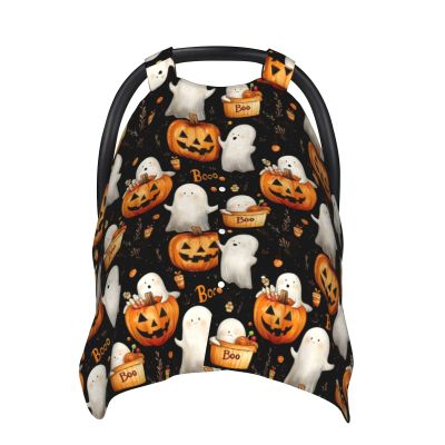 Cute Halloween Ghost Print Baby Car Seat Covers, Breathable Nursing Cover Breastfeeding Cover, Cute Stroller Covers, Multi-use Infant Carseat Canopy, Baby Boys Girls Newborn Essentials