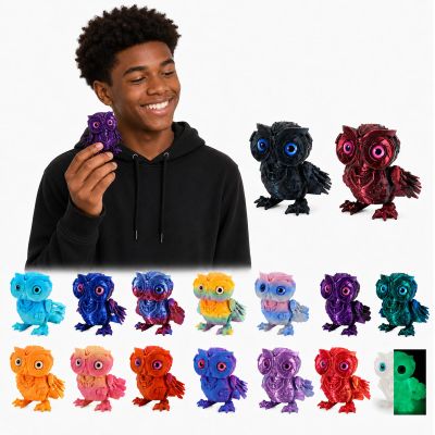 3D Printed Mechanical Owl Model Flexible Fidget Toy with Movable Joints, Hinged Animal Sculpture for Desk Dcor and ADHD Focus (HA, PRO)