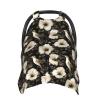 Black Gold Lily Hummingbirds Print Baby Car Seat Covers, Breathable Nursing Cover Breastfeeding Cover, Cute Stroller Covers, Multi-use Infant Carseat Canopy, Baby Boys Girls Newborn Essentials view 1