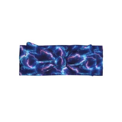 Lyngora Blue White Lightning Print Hair Bows for Baby Girls, Newborn Baby Girl Bows Headbands Toddler Stuff Hair Accessories