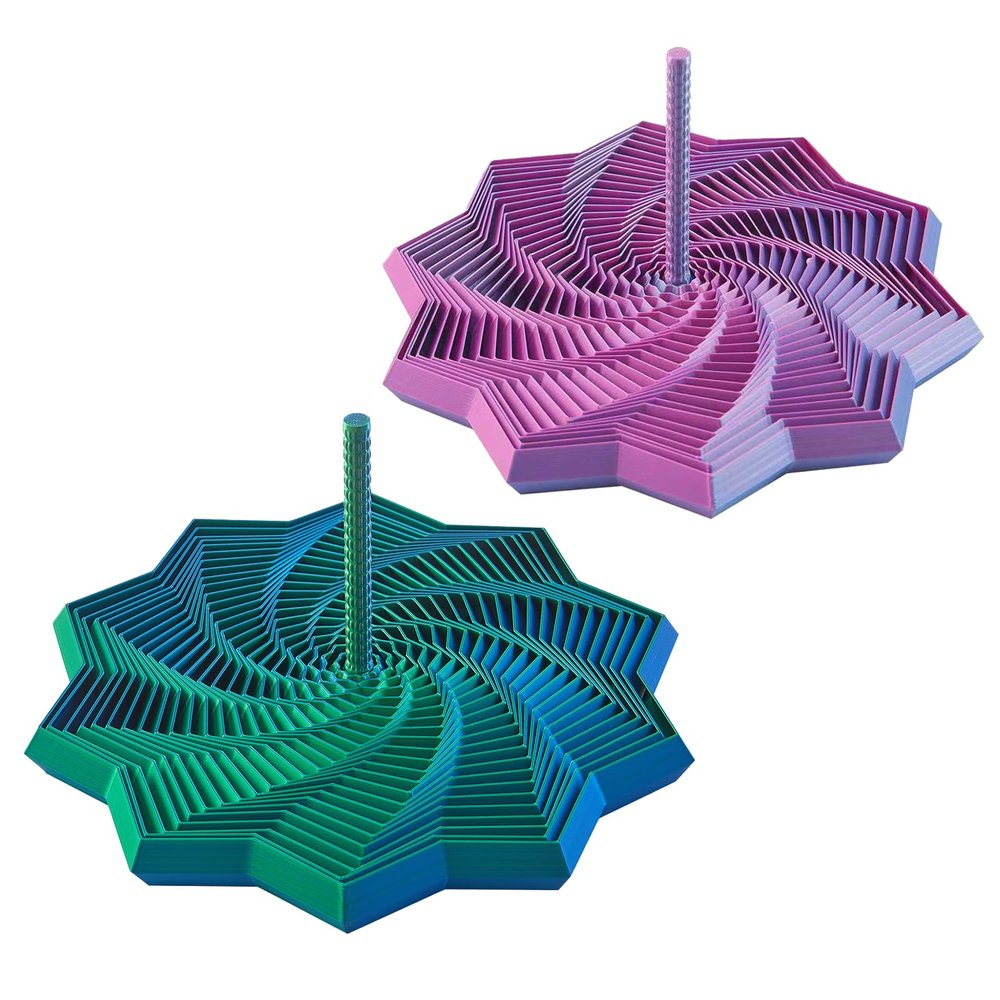 3D Expanded Sensory Fidget Star with Handle,Stress-Relief for Adults,Multi-Color Entertainment Pack for Mesmerizing Fun (Bluegreen + Magenta, Large)