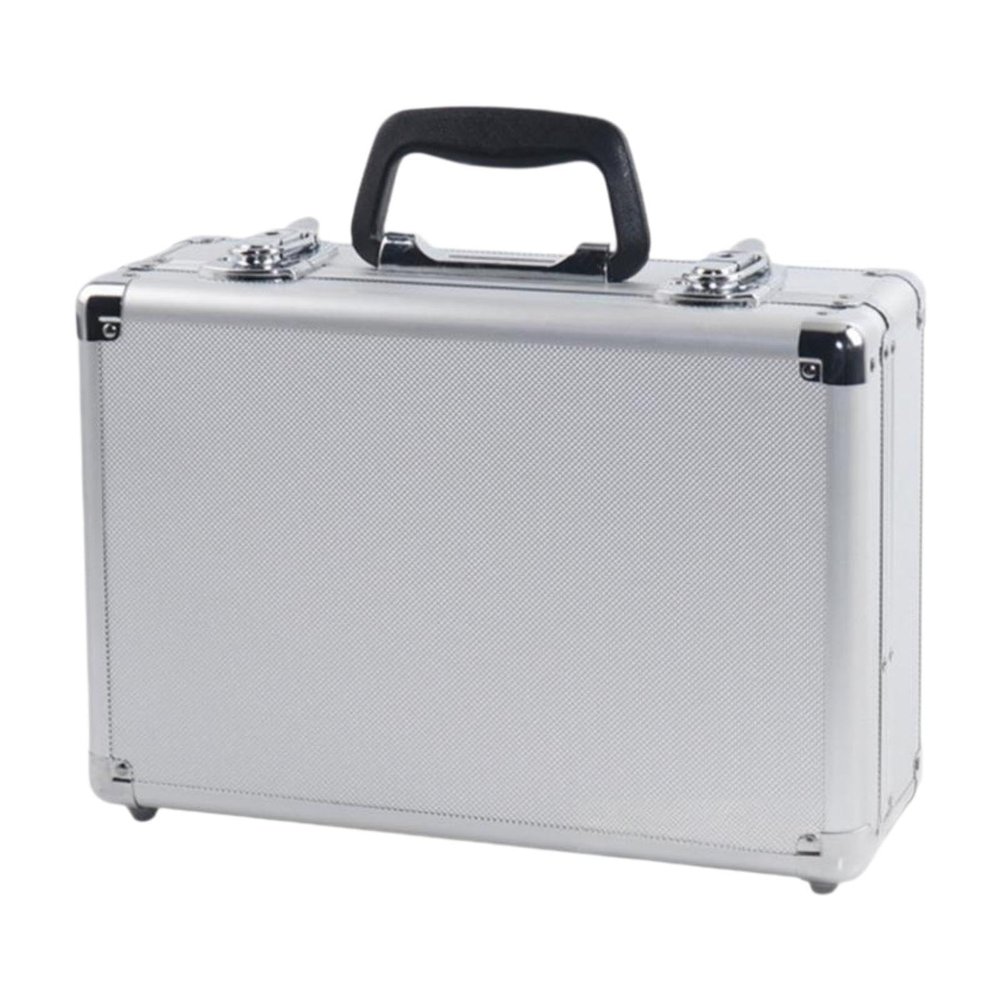 Xgdsnly RC Controller Carry Bag Aluminum Shell Sturdy Case Portable Non Slip Handle Shock Absorption Padding Suitable for Model Aircraft Flying Fi, Silver
