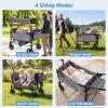 BABY JOY Wagon Stroller for 2 Kids, Foldable Side-Unzip Stroller Wagon with Adjustable Push/Pull Handle, Removable Canopy, Storage Bag, Harness & All-Terrain Wheels for Zoo, Beach & Travel (Gray) view 2