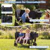 BABY JOY Wagon Stroller for 2 Kids, Foldable Side-Unzip Stroller Wagon with Adjustable Push/Pull Handle, Removable Canopy, Storage Bag, Harness & All-Terrain Wheels for Zoo, Beach & Travel (Black) view 4