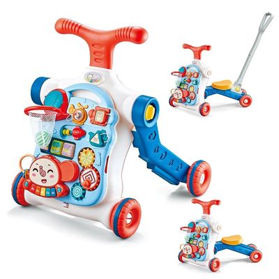 Baby Walker 5 in 1 for Baby Boy, Baby Girl, Push Walkers, Assemble as Scooter/Motorbike/Activity Center/Detachable Panel, Walking Toys for Infants 6-36 Months