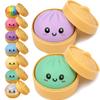 2PCS Dumpling Squishies Toys with Food Steamer,Colorful Squeeze Dough Fidget Sensory Stress Balls,Hand Desk Toys for Stress Relief Squishies Dumpling Gifts,Purple&Green view 1