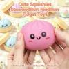 2PCS Dumpling Squishies Toys with Food Steamer,Colorful Squeeze Dough Fidget Sensory Stress Balls,Hand Desk Toys for Stress Relief Squishies Dumpling Gifts,Purple&Green view 2