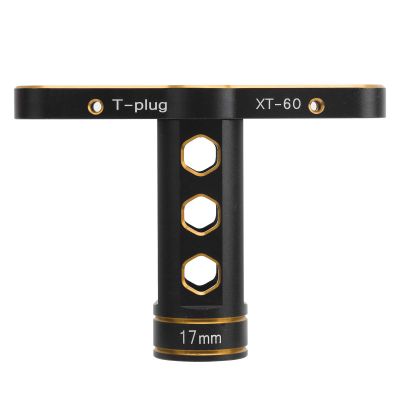 17mm RC Hex Nut Socket, Aluminum Alloy T - Sleeve Wrench for 1/8 RC Off - Road Racing Car, Durable Rust - Proof Tire Nut Removal Tool with Ergonomic Grip (Gold)