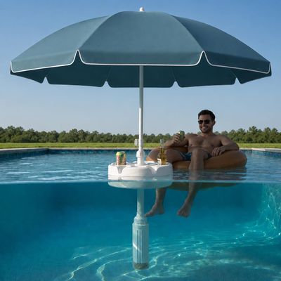 Swimbrella Floating Pool Umbrella provides the perfect shade canopy for the lake, river, beach or the pool! 6 cup holders for your drinks and snacks! Create your own shade oasis with the 7ft diameter sun shade. (OCEAN ECLIPSE)