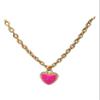 Pink Love Heart Charm Gold Chain Doll Necklace view 1