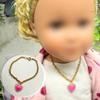 Pink Love Heart Charm Gold Chain Doll Necklace view 2