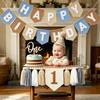 1st Birthday High Chair Banner Decorations - Neutral Felt Banner Set with Cake Topper & Party Hat, First Birthday Party Supplies view 2
