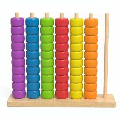 Color Stack Game and Color Stacking Challenge, Wooden Ring Stacking Game for 2 Player Games, Giant Color Stack Challenge Game with Puzzle Rack for Tabletop