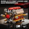 JSINMA V12 Engine Model Kit that Runs, Motorized Mechanical Building Set for Adults with Visible Moving Pistons, Transparent Side Cover, Desk Display Gift for Car Lovers, 620 Pieces view 2