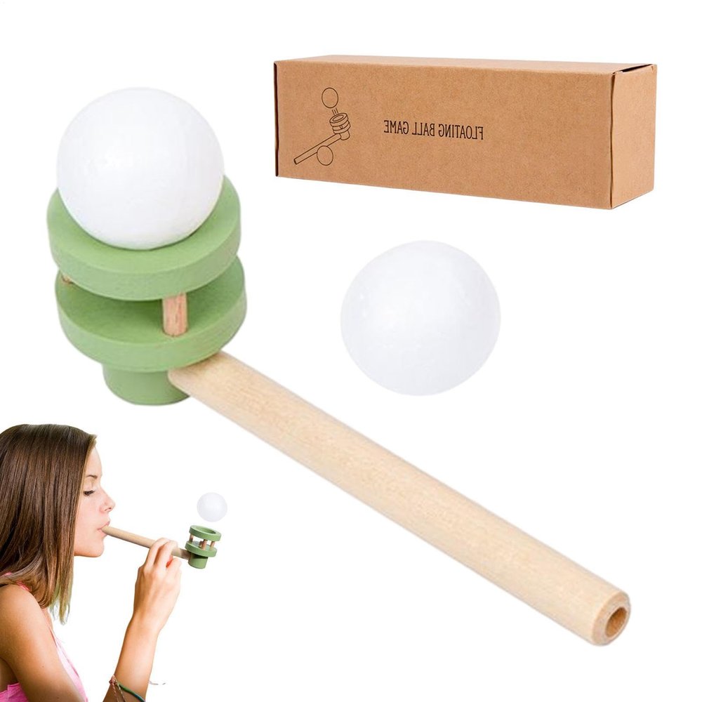Floating Blow Pipe Ball - Ball Blowing Toy | 5.90 Inches Wooden | Floating Pipe Game | Breath Training Tool |for Children Indoor Play Use, Outdoor Garden Fun, and Physical Coordination Skill Devel