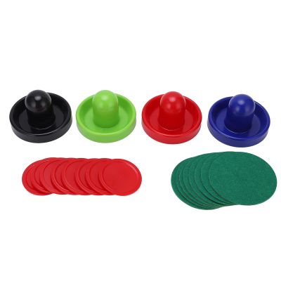 Multicolor Table Hockey Pushers Pucks Set, Replacement Hockey Accessory Kit with Thick Felt Bottom, Includes 4 Pushers and 8 Pucks for Home Game Tables
