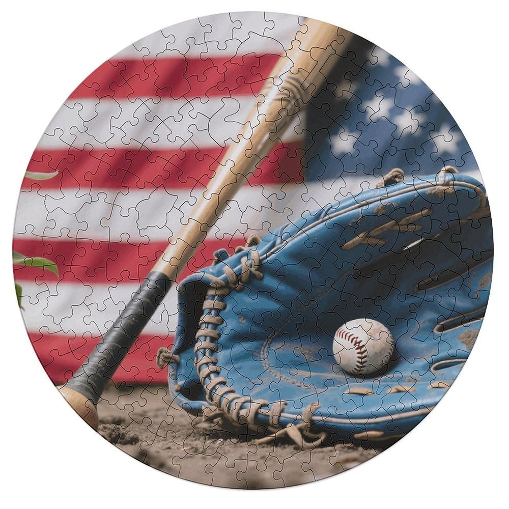 Wooden Baseball Glove Puzzle for Adult 195 Piece Unique Animal Shaped Puzzles Wooden Jigsaw Puzzles with Box Fun Family Game Home Wall Decor Gift for Men Women