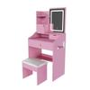 YunKiTech 23.6" Pink Makeup Vanity Desk with Mirror view 1