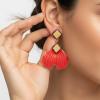 5.8 * 3.9cm Bohemian Fan-Shaped Pendant Baroque Earrings,red,5.8 * 3.9cm view 2