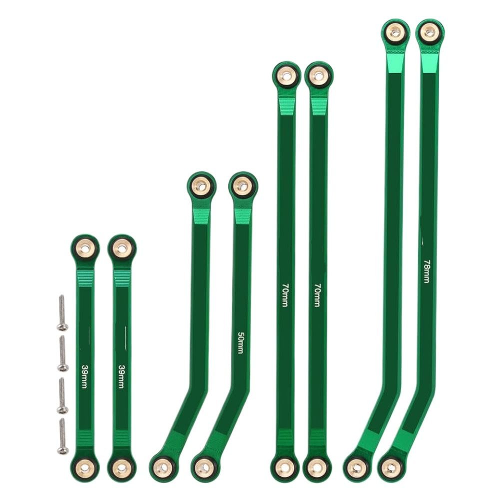 8PCS CNC Aluminum Clearance 4 Links Set Compatible with 1 24 RC Crawler Car SCX24 Power Wagon(Green)