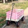 Pink Wooden Kids Pull Wagon with All Terrain Wheels, Heavy Duty Outdoor Garden and Toy Wagon for Toddlers, Portable Cart for Beach, Camping & Backyard Play view 2