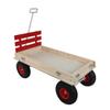 Heavy Duty All-Terrain Wooden Wagon Cart with Folding Handle for Kids, Outdoor, Garden, Camping, Beach & Playtime - Classic Red Pull-Along Utility Cart view 3