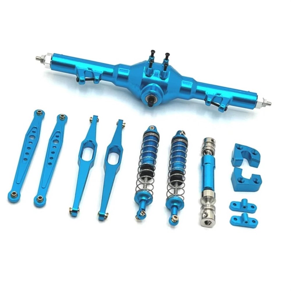 SKDUBRW RC Car Assortment for Wltoys 124006 12423 12427 12428 12429 Metal Rear Axle Drive Shaft Shock Absorber Trailing Arms 1/12 rc Car Parts Kit(Blue)