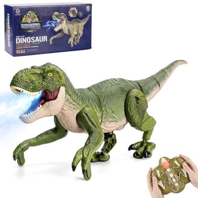 GtuiBugt RC Dino Toy with Mist Spray Touch Sensor Light Sound for Kids 3+