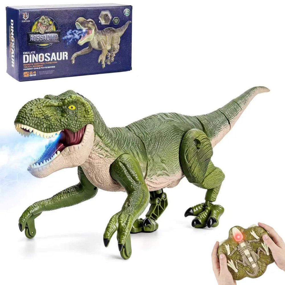GtuiBugt RC Dino Toy with Mist Spray Touch Sensor Light Sound for Kids 3+