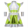 Hansber Kids 3 Pieces Shiny Metallic Dress Outerspace Robot Outfit Stage Performance Dancewear Alien Cosplay Wear Fluorescent Green 10 Years view 1