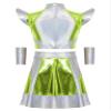 Hansber Kids 3 Pieces Shiny Metallic Dress Outerspace Robot Outfit Stage Performance Dancewear Alien Cosplay Wear Fluorescent Green 10 Years view 3