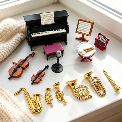 16-Piece Mini Musical Instrument Set, Miniature Dollhouse Accessories, Dollhouse Miniatures, mini Things, for Dollhouse Music Room and Recital Scenes