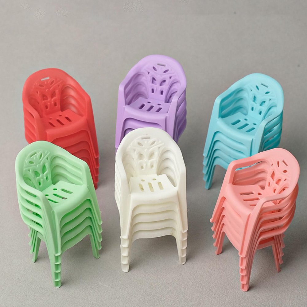 25-Piece Mini Stackable Patio Chair Set, mini Furniture, Dollhouse Furniture 1 12 Scale, Dollhouse Accessories for Dollhouse Patio, Classroom or Garden Party Scene