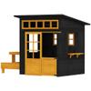 Fir Wood Outdoor Playhouse for 3-8: Chalkboard Walls, Built-in Picnic Table & Benches, 110lb Capacity, Weather-Resistant view 1