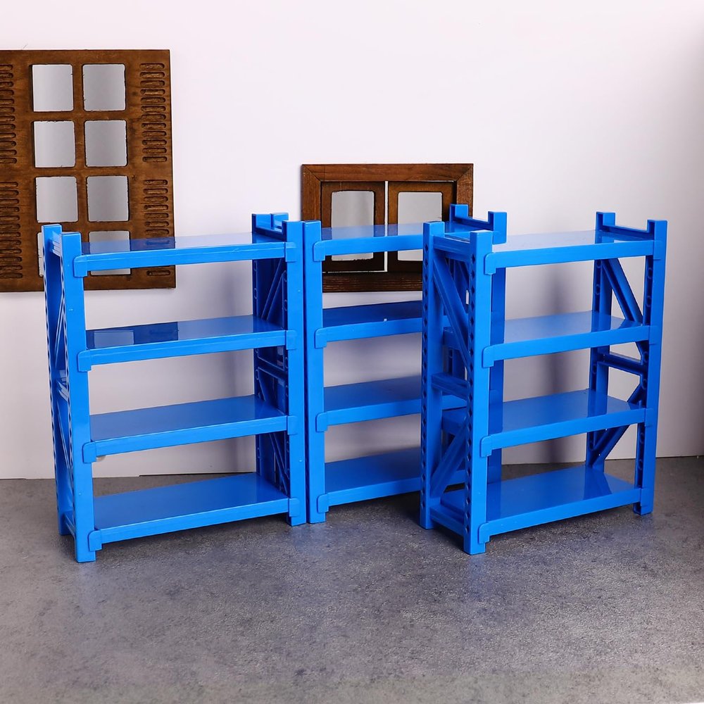 3-Piece Mini Storage Rack Set, Doll House Furniture and Accessories Set, mini Furniture for Dollhouse, Miniature Furniture, for Dollhouse Warehouse and Supermarket Scenes