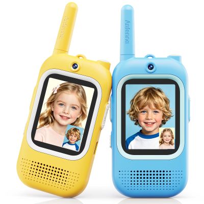 Video Walkie Talkies for Kids - 2 Pack Long Range Walkie Talkie Rechargeable Video Intercom 2 Way Radio for Age 3-12 Boys Girls for Indoor Outdoor Camping (Yellow&Blue)