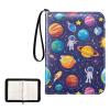 OTVEE Card Binder 4 Pocket, Trading Card Binder Holder Fits 400 Cards with 50 Sleeves, Card Collection Binder Album Book Holder for Baseball Football Games Cards, Cartoon Space Planet Astronaut view 2