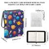 OTVEE Card Binder 4 Pocket, Trading Card Binder Holder Fits 400 Cards with 50 Sleeves, Card Collection Binder Album Book Holder for Baseball Football Games Cards, Cartoon Space Planet Astronaut view 3