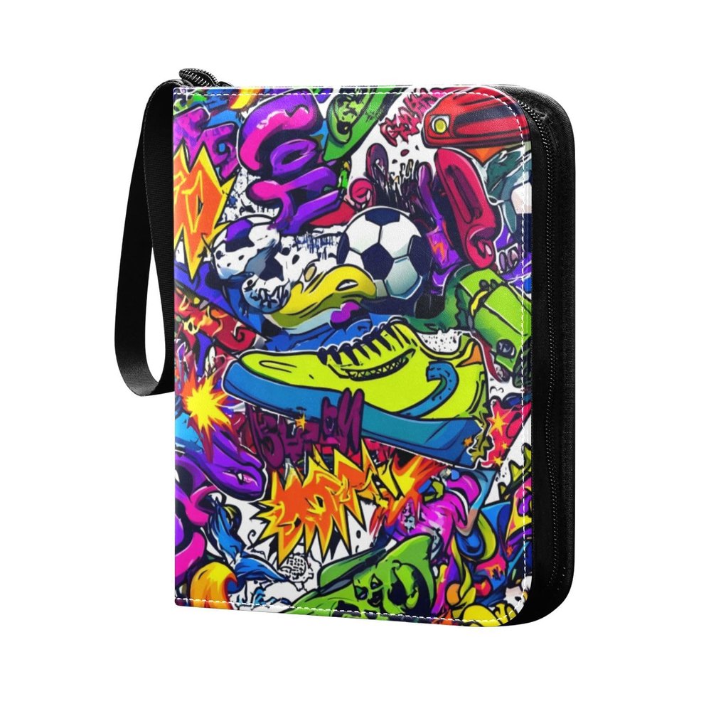 OTVEE Card Binder 4 Pocket, Trading Card Binder Holder Fits 400 Cards with 50 Sleeves, Card Collection Binder Album Book Holder for Baseball Football Games Cards, Abstract Grunge Graffiti Pattern