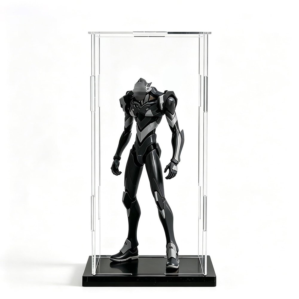 24 28 30 31 in Extra Tall Clear Acrylic Display Case for Action Figure, Assembled Dustproof Acrylic Display Box, UV Protected Storage Plastic Box(Black,10x10x20cm/4x4x8in)