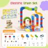 Electric Train Set for Kids, 147PCS (90 Track+2 Motorized Trains) 3D Gravity-Defying Cube Track, STEM Electric Train Set Educational Birthday Gift with Building Poster for Boys Girls Ages 3 4 5 6 7 8 view 2
