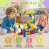 Electric Train Set for Kids, 147PCS (90 Track+2 Motorized Trains) 3D Gravity-Defying Cube Track, STEM Electric Train Set Educational Birthday Gift with Building Poster for Boys Girls Ages 3 4 5 6 7 8 view 3