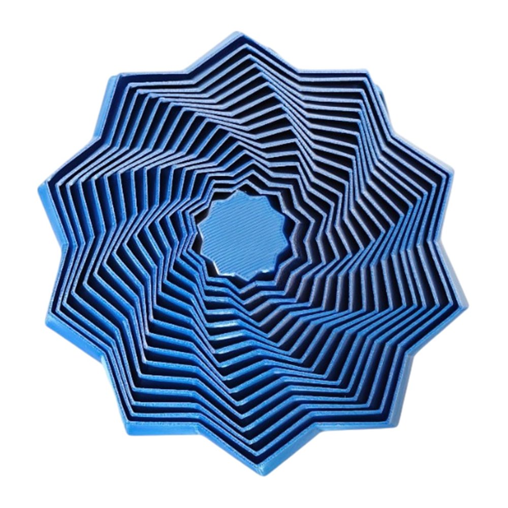 3D Printed Fractal Fidget Star Toy, Dual Motion Whirling Sensory Toy for ADHD Stress Relief, Expandable PLA Desk Toy for Adults & Office Workers (Navy Blue Silver S)