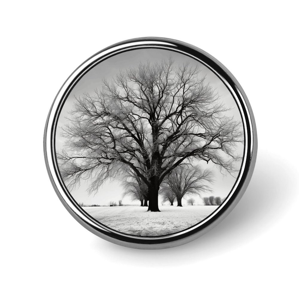 Black and White Tree Blank Round Badges Round Badge DIY Pin Back Buttons Clear Button Pins for Craft Projects Badge Making Accessories