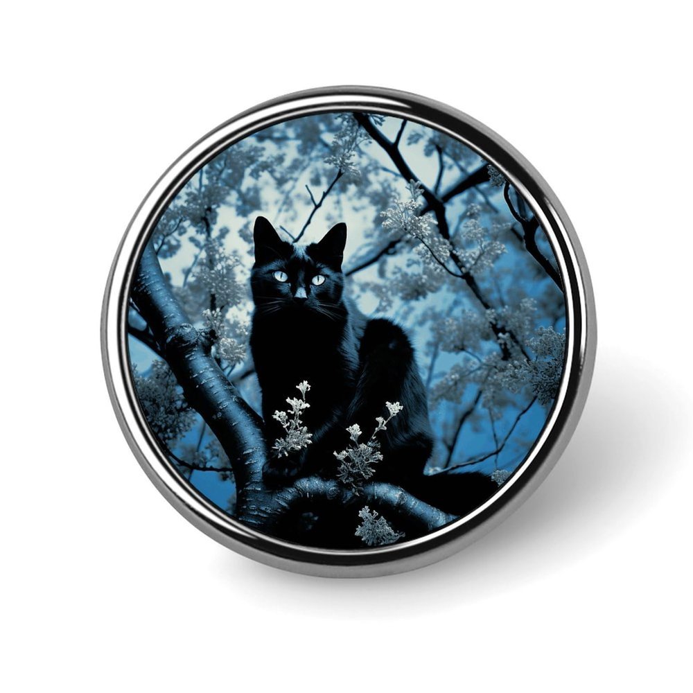 Black Cat on Tree Blank Round Badges Round Badge DIY Pin Back Buttons Clear Button Pins for Craft Projects Badge Making Accessories