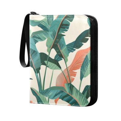 OTVEE Banana Leaf Card Binder 4 Pocket Trading Card Binder Holder Fits 400 Cards with 50 Sleeves Card Collection Binder Album Book Holder for Baseball Football Games Cards